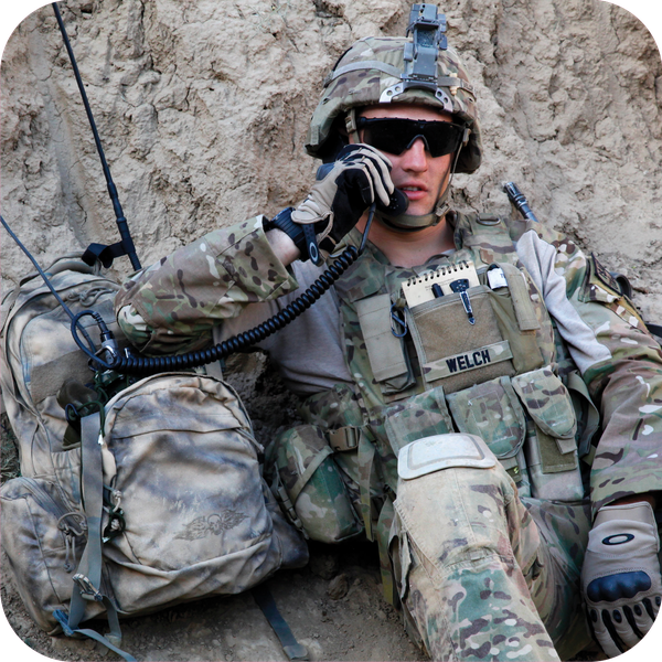 Soldier operating manpack tactical radio